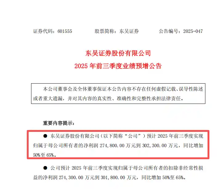 东吴证券率先爆冷！前三季度净利已超去年全年，券商预增风暴来袭