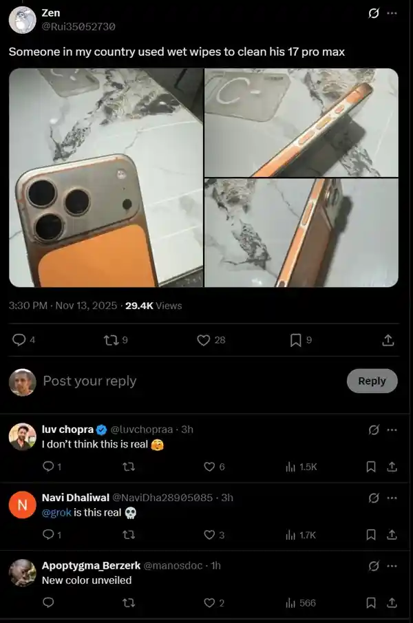 iPhone 17 Pro Max竟被湿巾擦掉漆？网友：这画面太魔幻！