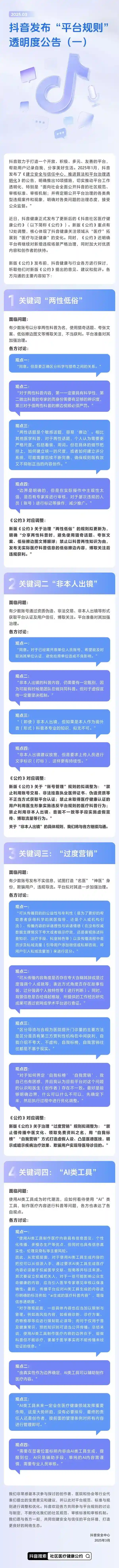 抖音发布医疗健康新规，实现规则透明化并广泛征求行业意见