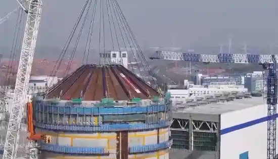 巨无霸空中舞者：海阳核电3号机组钢穹顶完美就位
