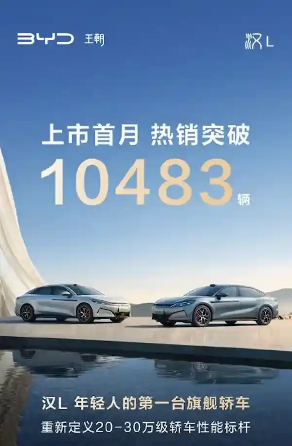 [首发兆瓦级闪充技术！比亚迪汉L与唐L上市首月销量双双破万]