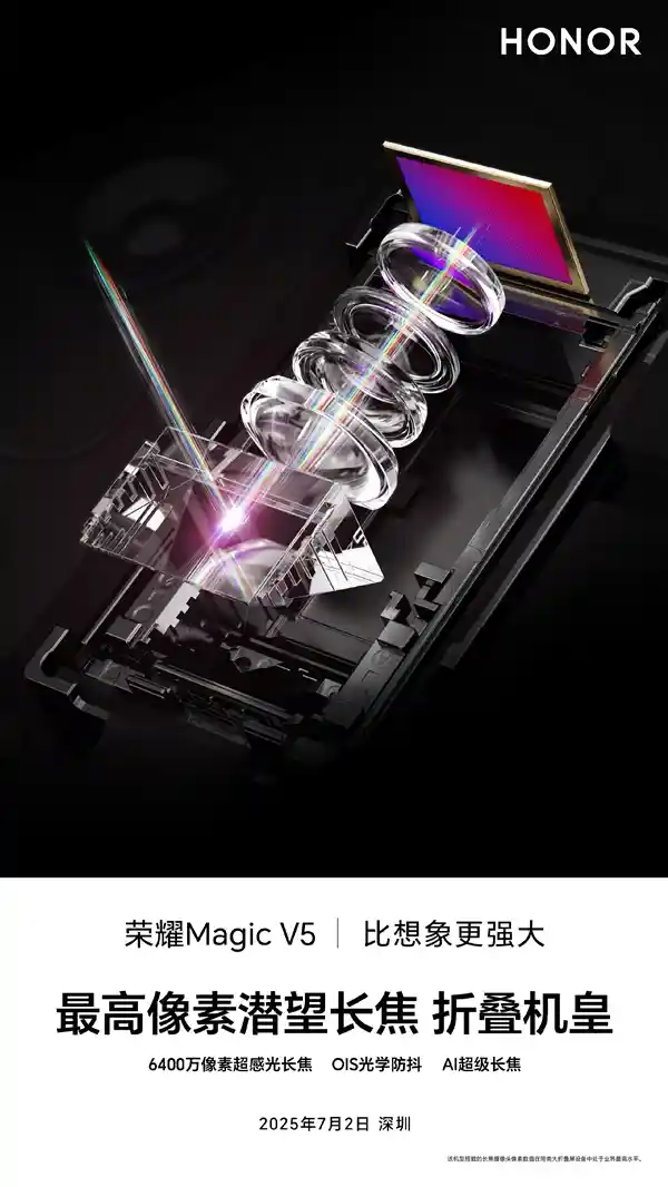 荣耀Magic V5：6400万潜望长焦加持，开启折叠屏影像新纪元